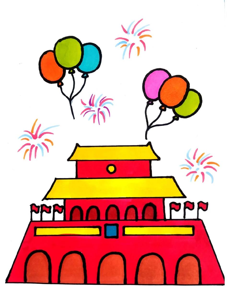国庆节天安门主题画 国庆节快到了,手把手教你画天安门主题画,超简单