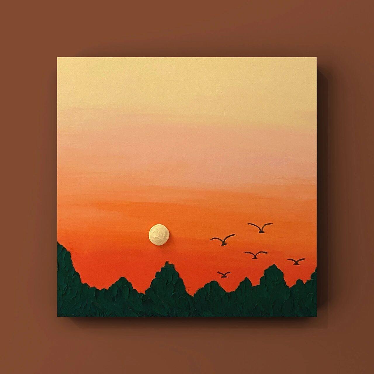 油画棒|落日晚霞95新手快冲(附教程) 简单不易出错,适合新手当首秀