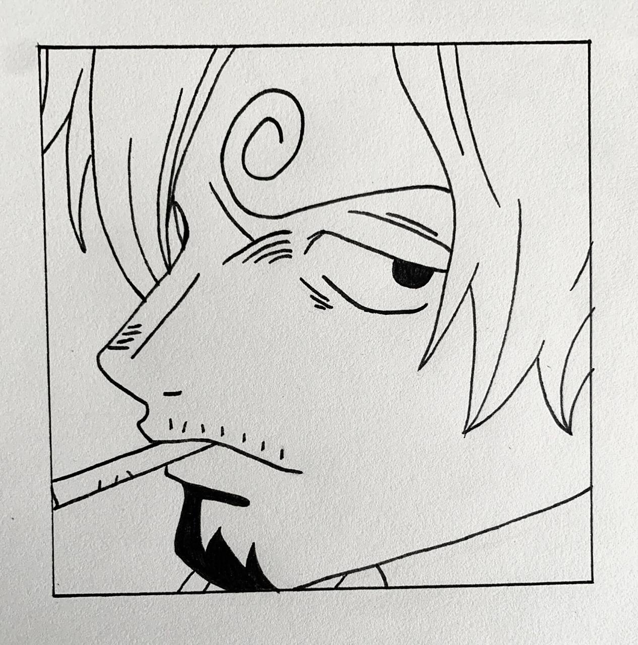 手绘|海贼王·山治 附线稿过程     ——— 边框:12x12cm 每个人来