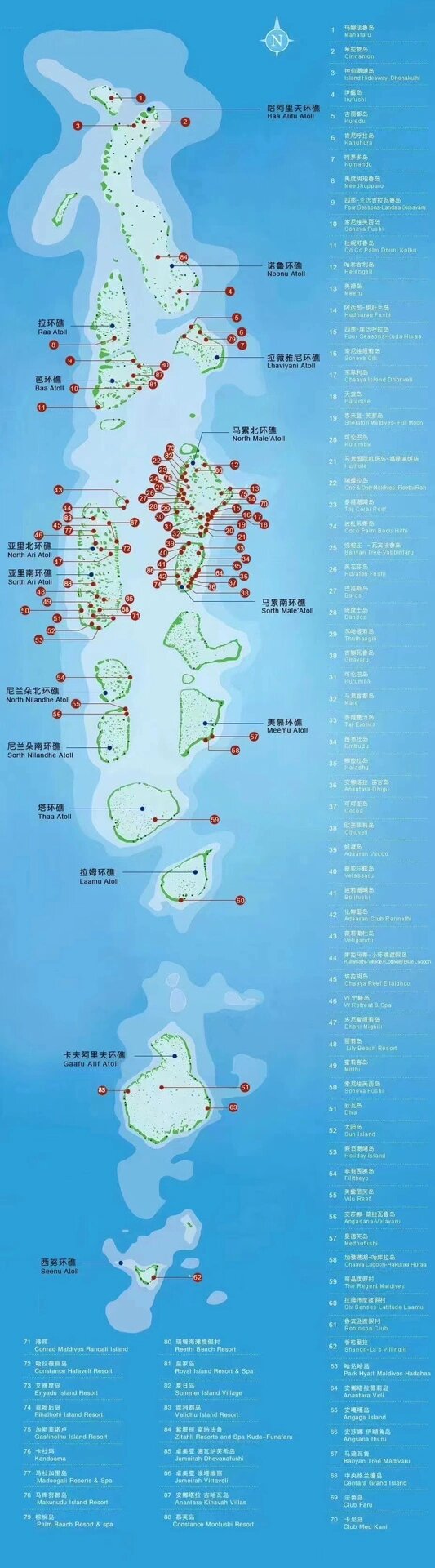 马尔代夫地图,找找你心仪的岛在哪儿呢?