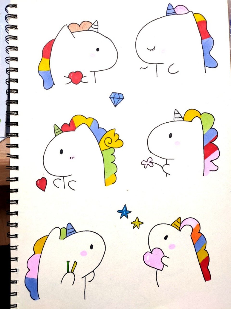 独角兽简笔画 卡通画 马克笔画 儿童画 幼儿卡通绘画