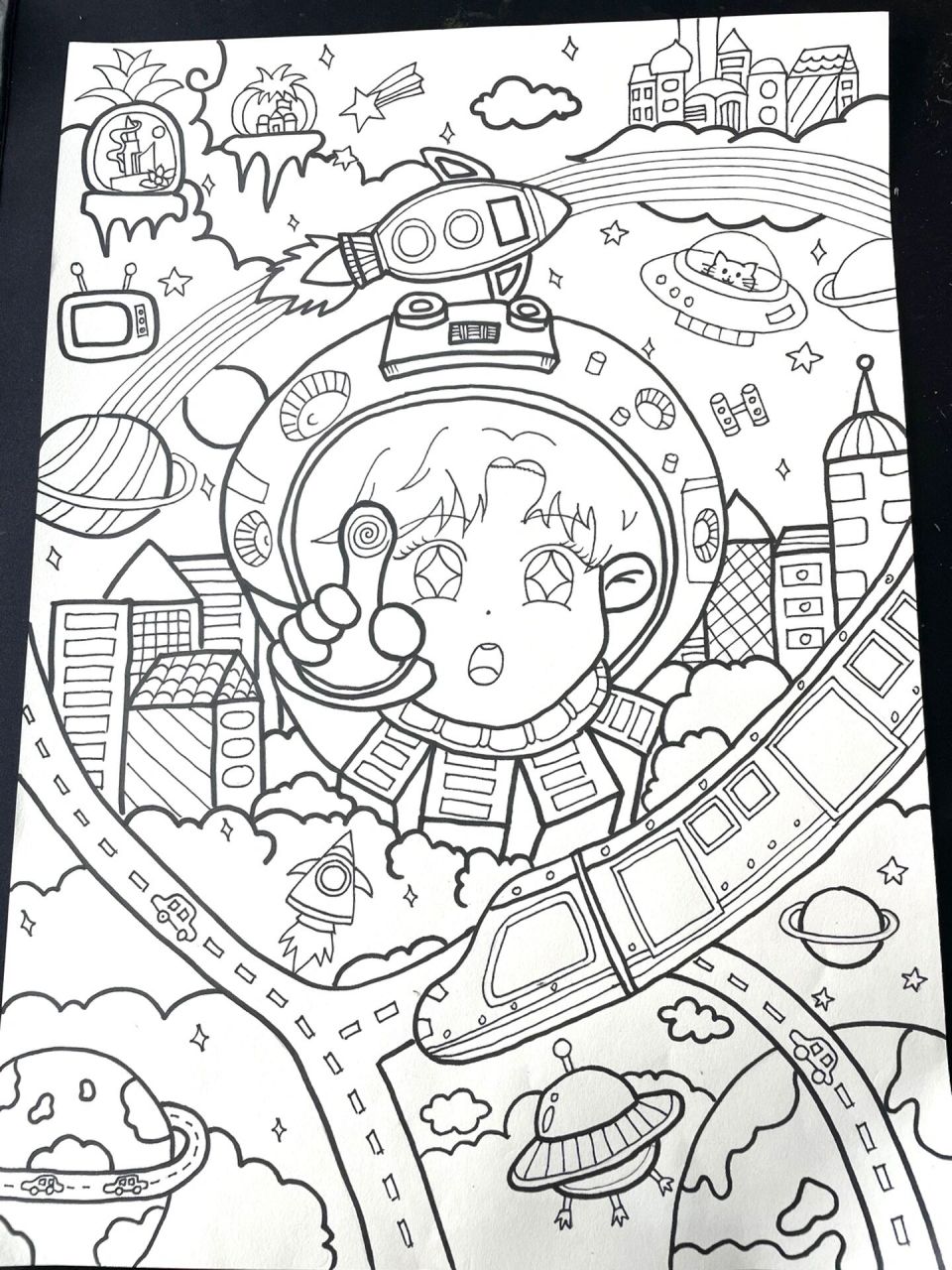 未来城市科技画 无偿分享涂色和线稿,可临摹