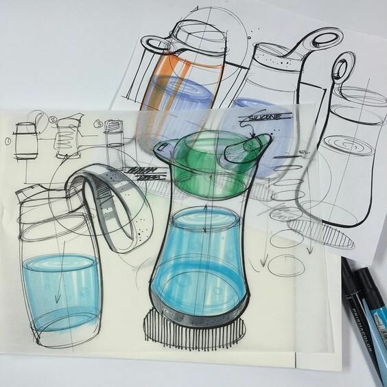 工业设计手绘之水杯 水杯草图分享