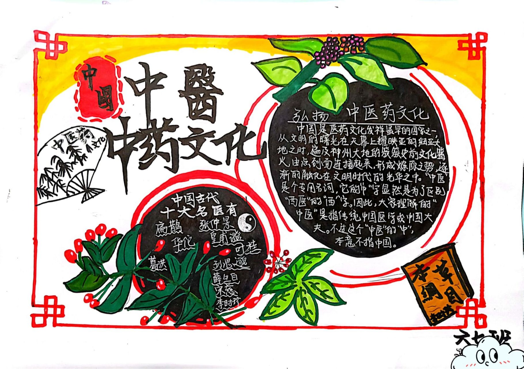 自己做的中医药文化手抄报 虽然费了很多时间,但出来的效果还是不错滴