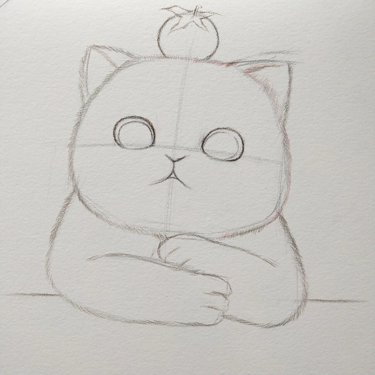 胖猫咪93步骤图来啦~96彩铅 超爱这个可爱滴表情呀