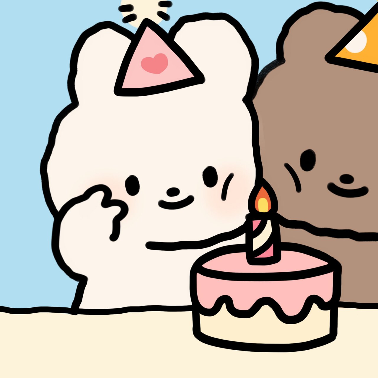 呼～生日快乐98|原创可爱姐妹情侣头像 比耶小兔7099祝你生日