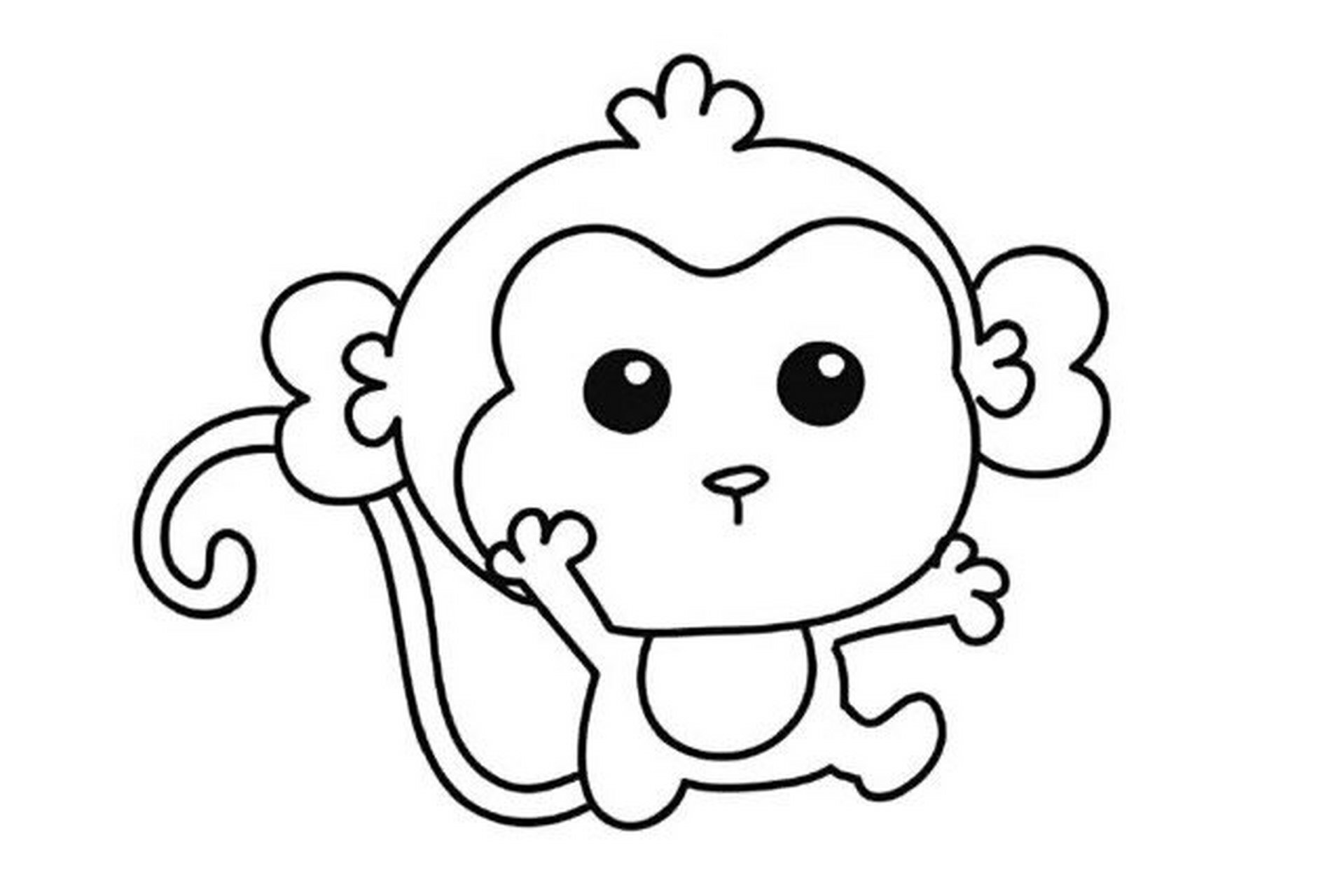 简笔画素材/儿童画 小猴子美术,简单的结构线条,组合起来就可以啦画 