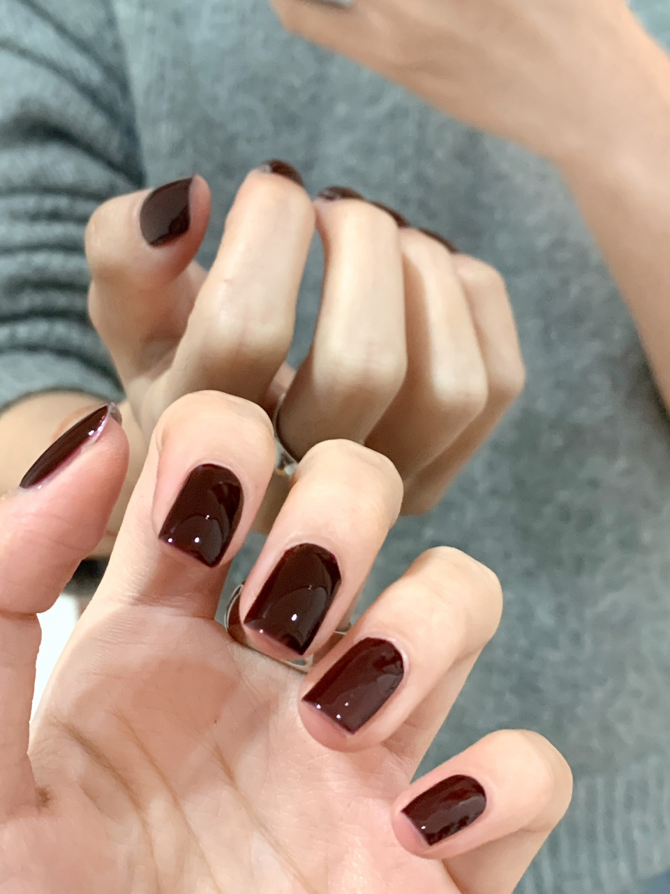 酒渍樱桃08浓郁润泽感暗红色美甲 美甲的尽头是纯色 熟透的樱桃深红