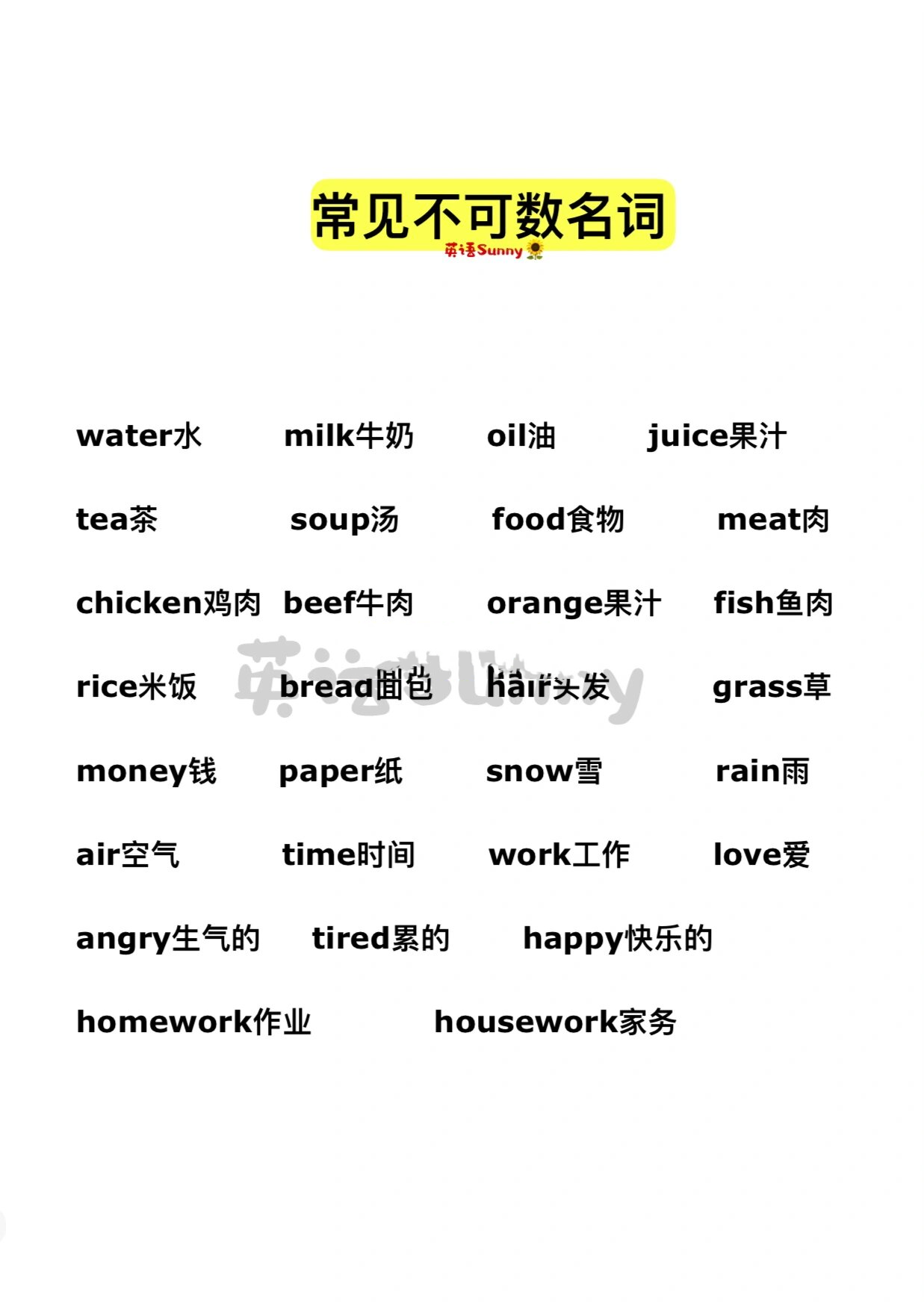 名词变复数形式以及常见不可数名词来啦