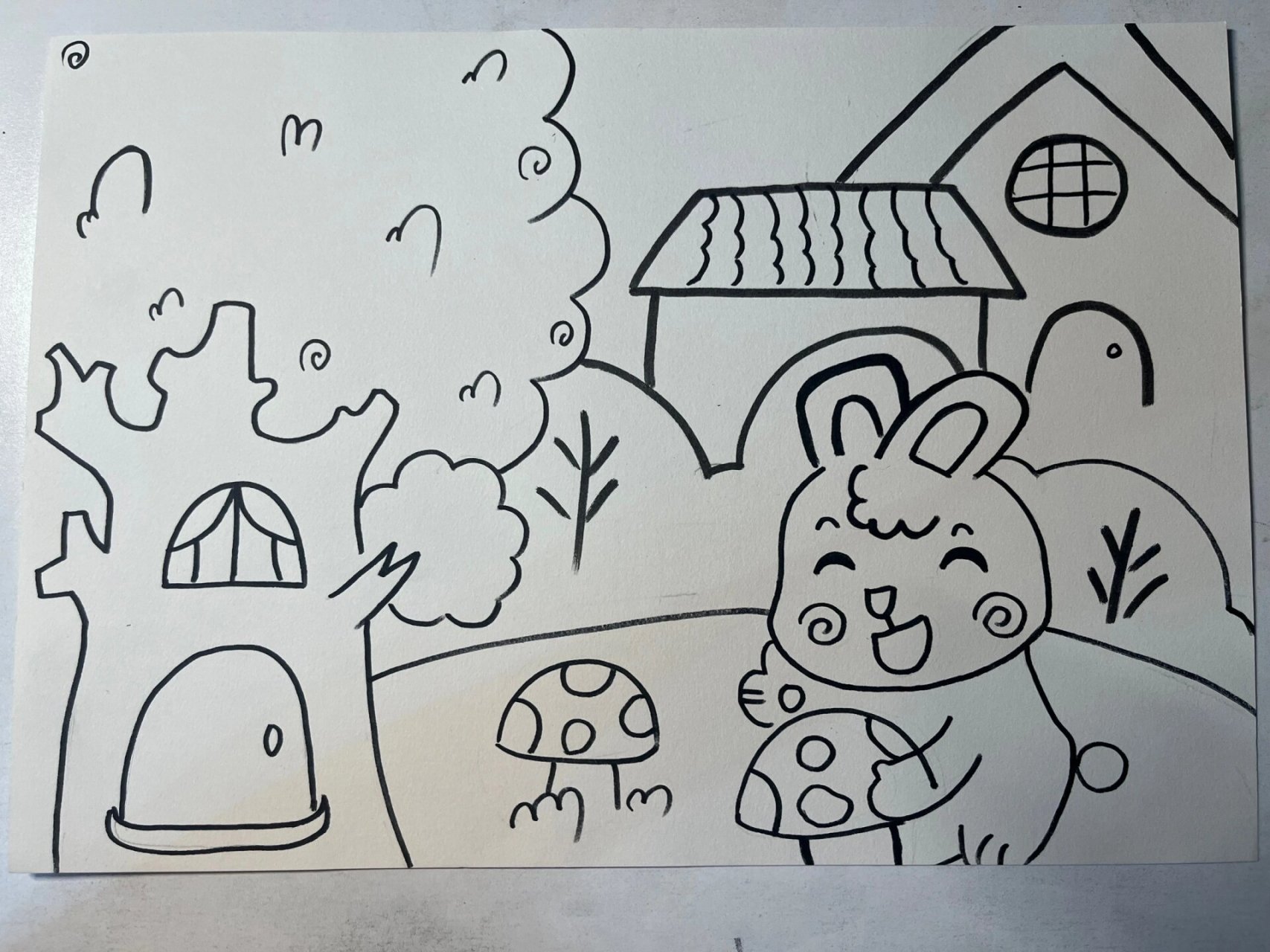 主题:小白兔采蘑菇