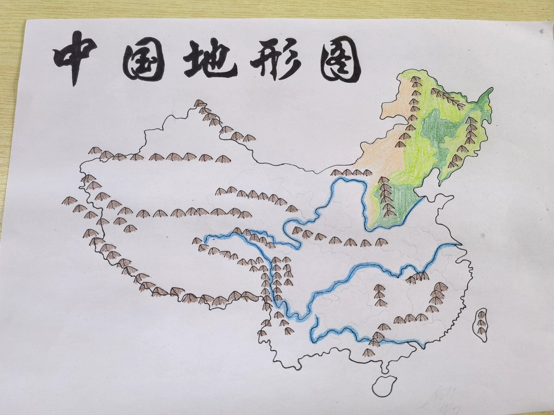 八年级地理～中国地形图～绘画