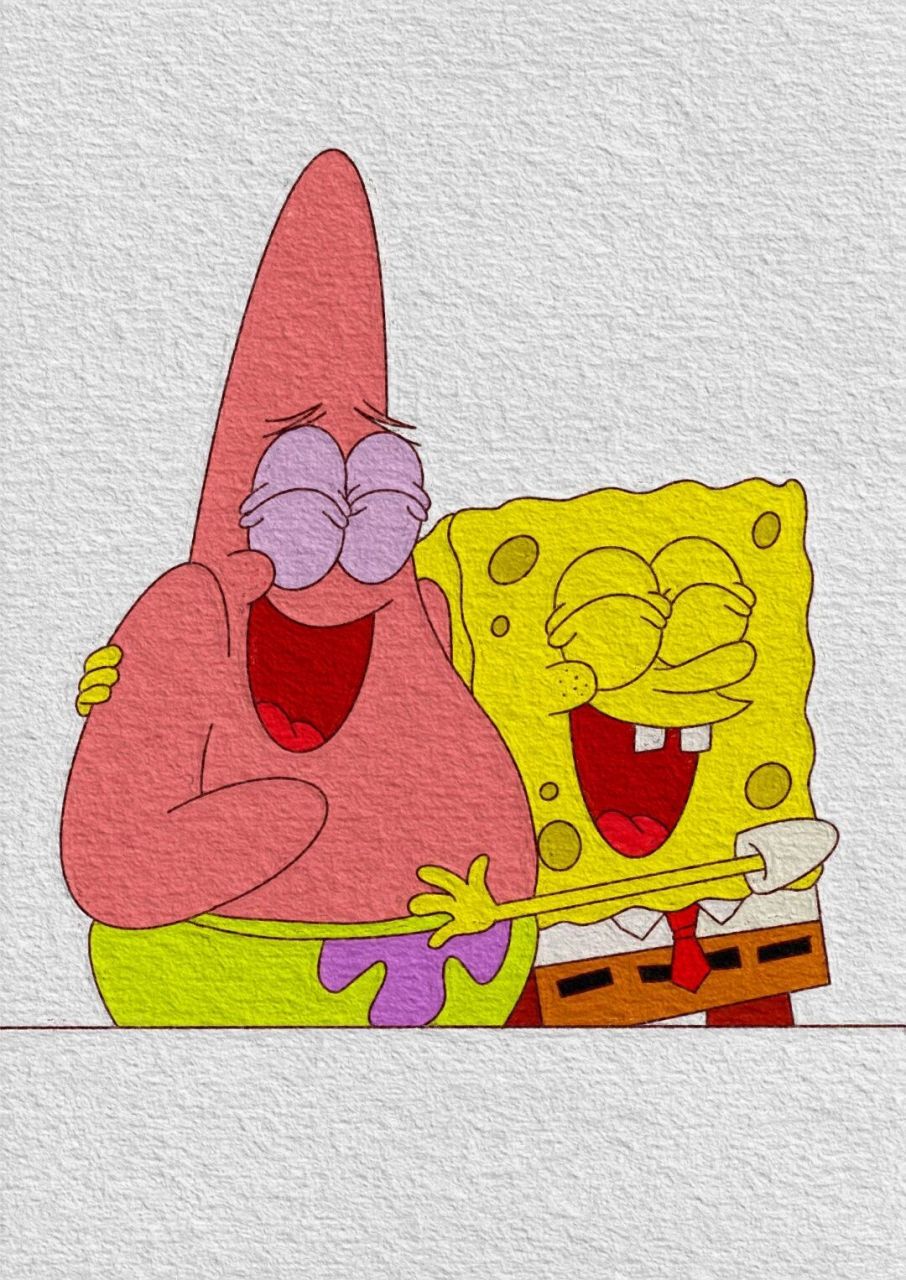 海绵宝宝与派大星简笔画教程(附色) 4/2治愈系海绵宝宝之派大星