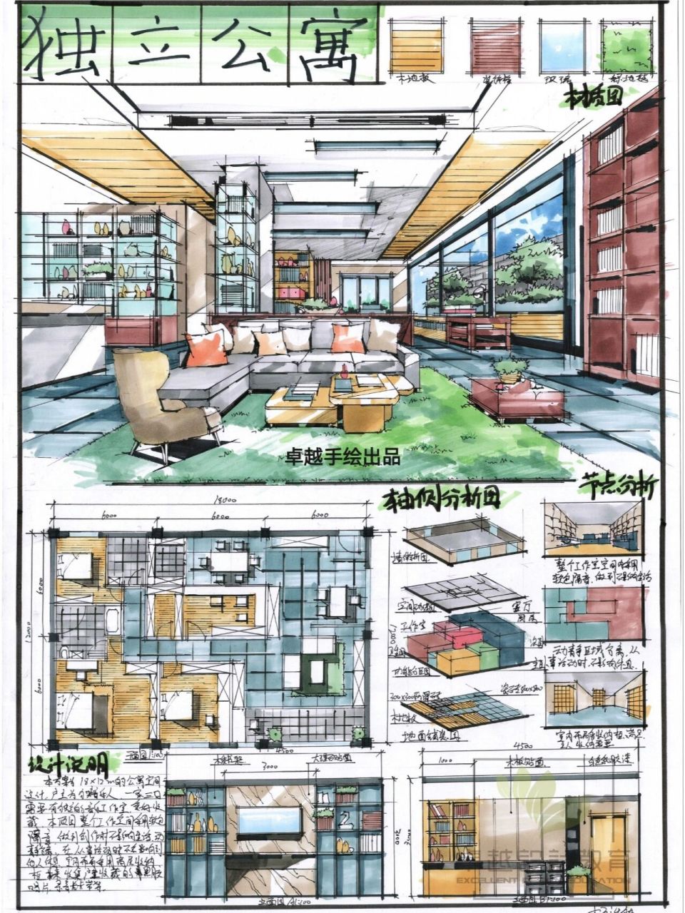 单身公寓平面图手绘图片