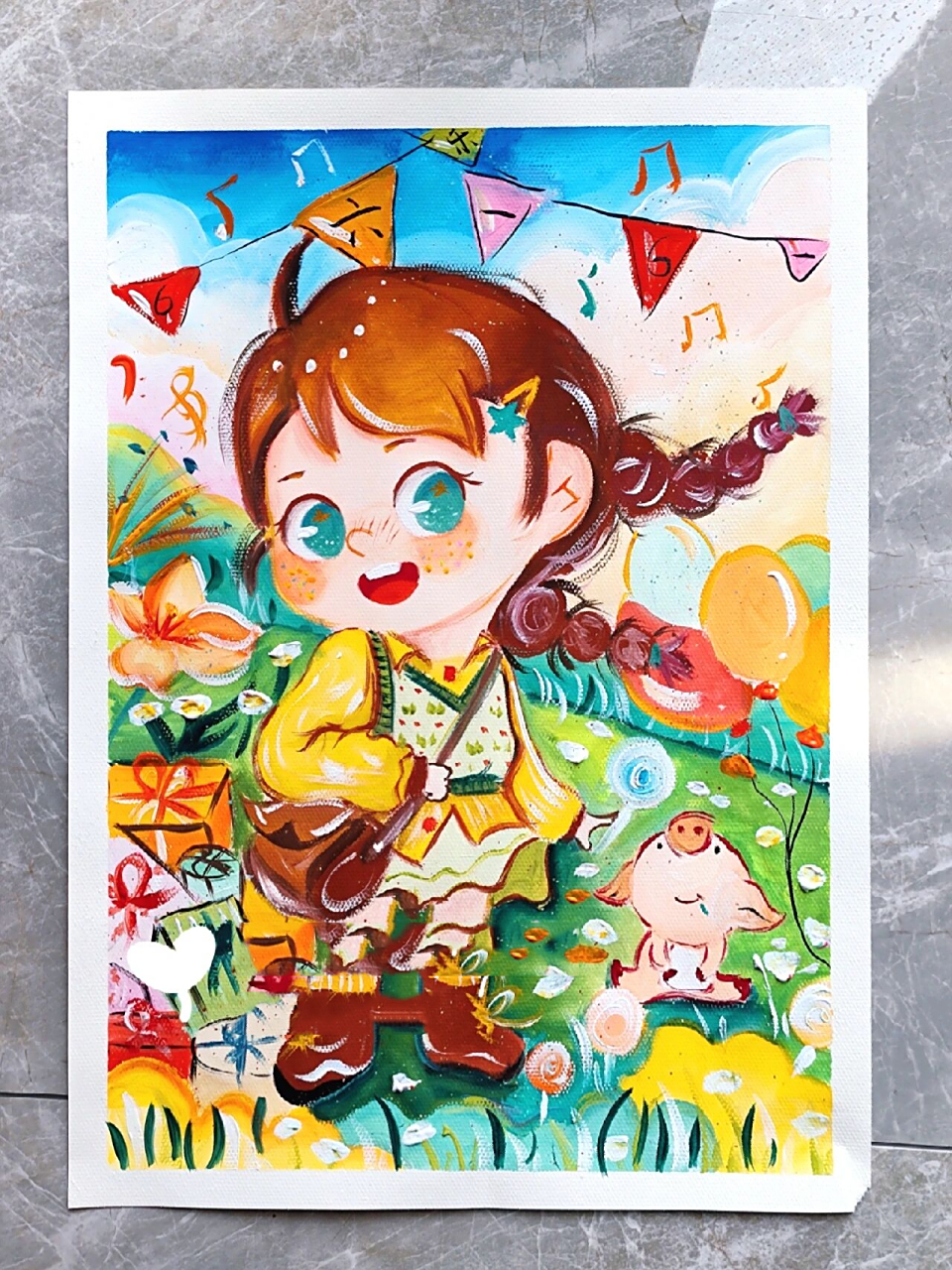 水粉儿童画 画纸73:4k水粉纸 颜料73:米娅56色