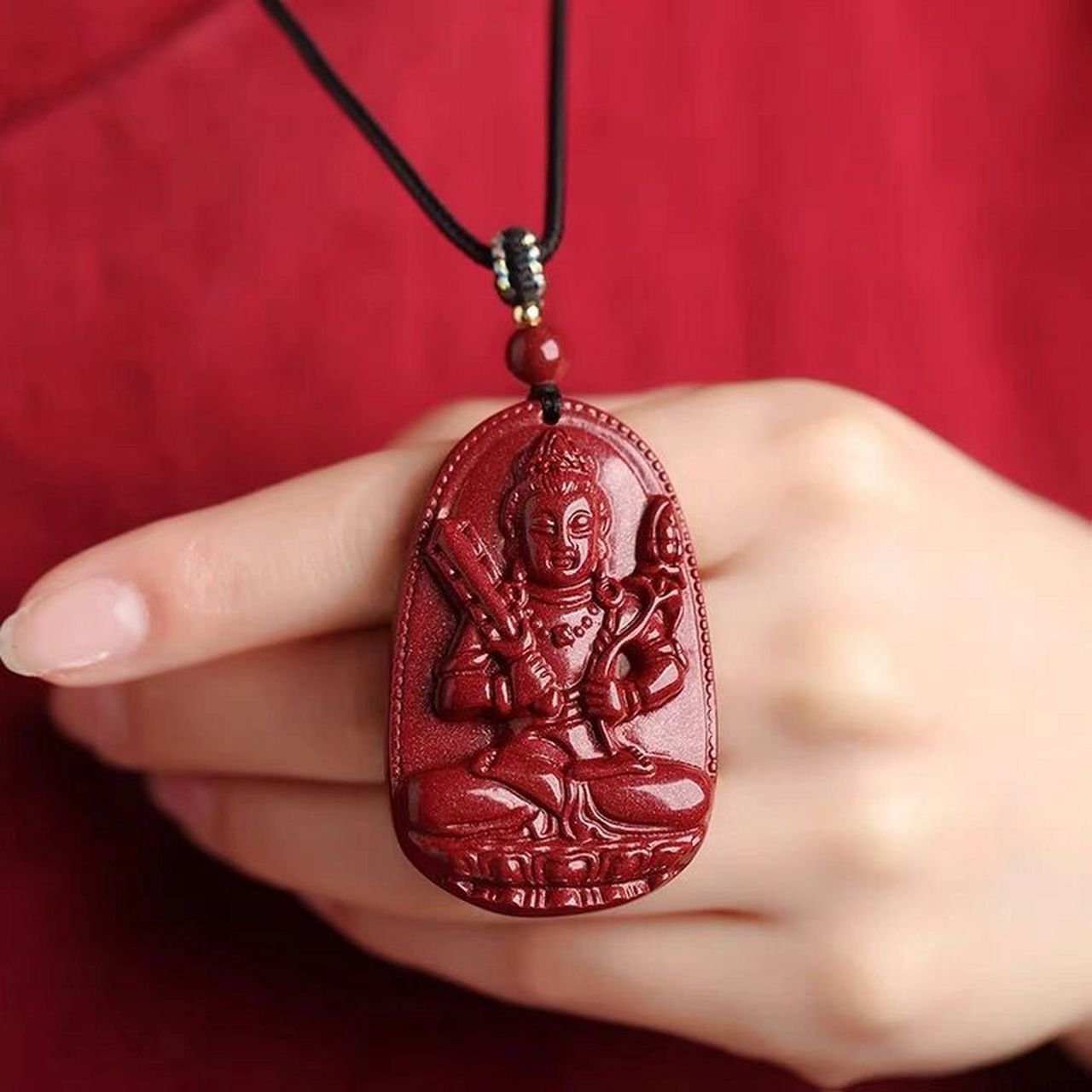 天然朱砂本命佛吊坠男观音大势至文殊普贤菩萨本命年挂件女护身符90
