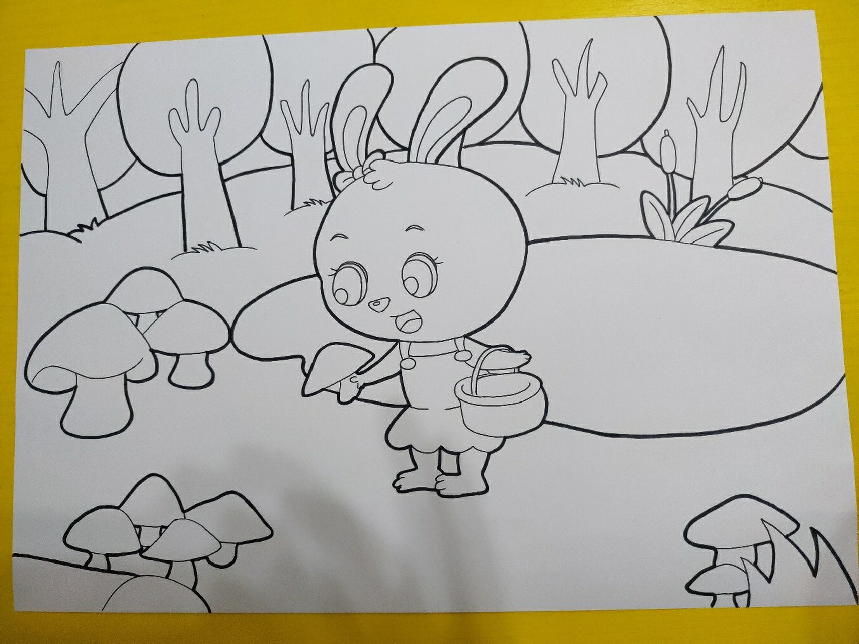 兔子采蘑菇简笔画图片
