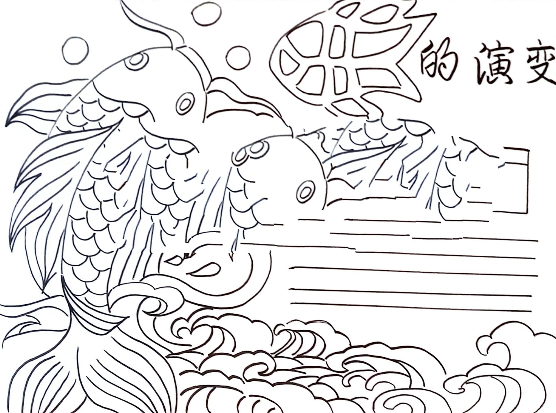 接代画《文字的演变鱼手抄报》