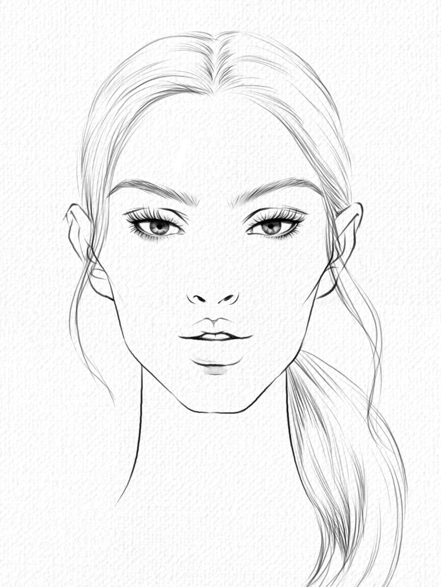 今天分享一个时装效果图人头的线稿速写.