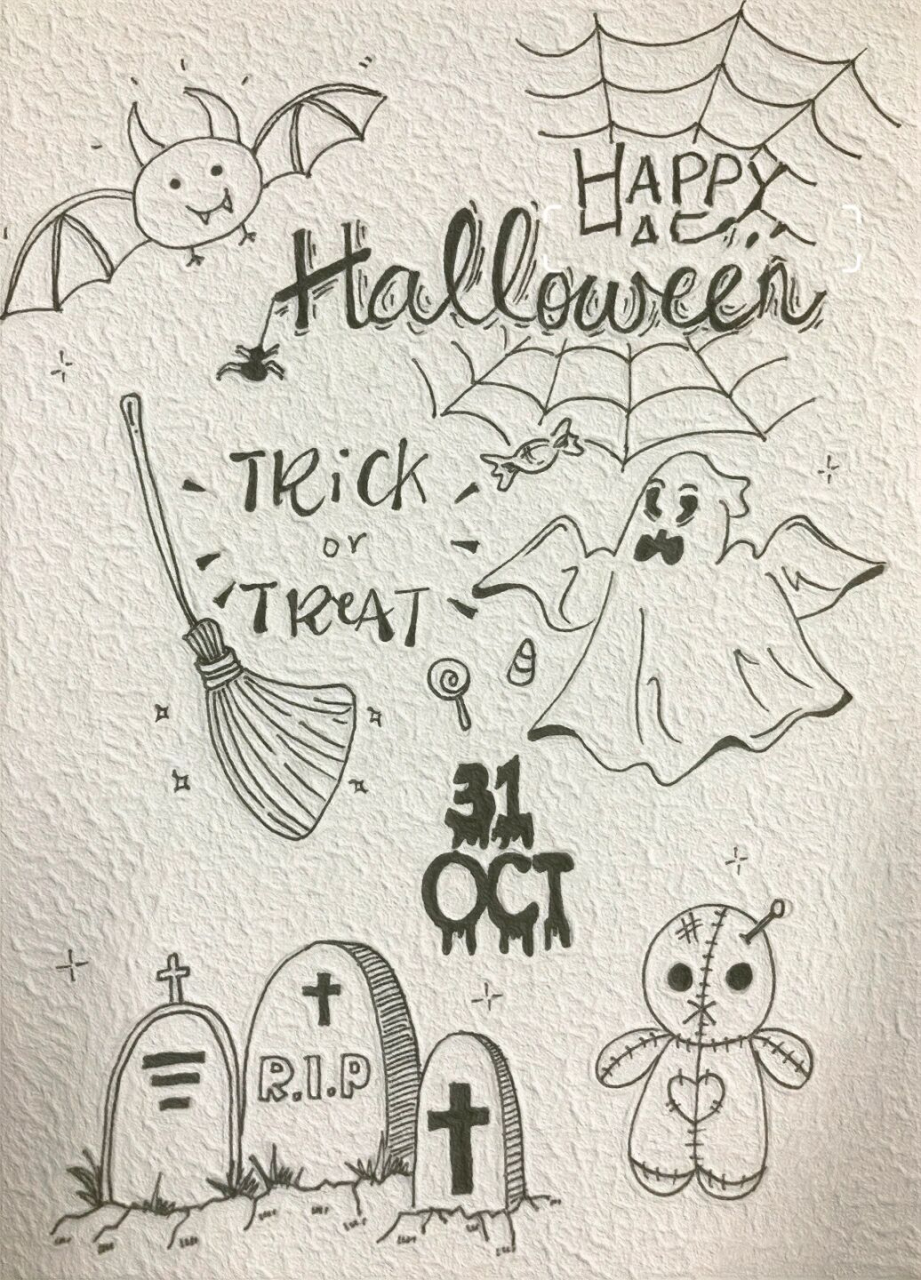 万圣节简笔画 手帐素材   赶上了万圣节的尾班车 99 零基础的宝宝们