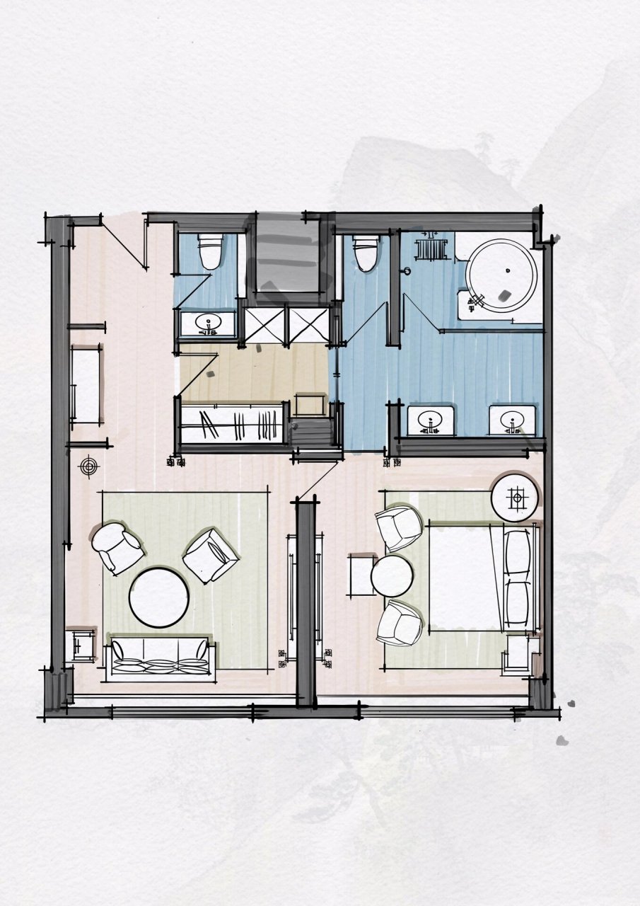 酒店客房平面(8)——京都柏悦酒店套房 季大师的第八集,京都柏悦酒店