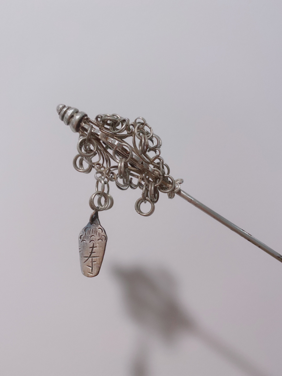 超级稀有的古代"九连环"——老银禅杖发簪 这"九连环"不是古代益智