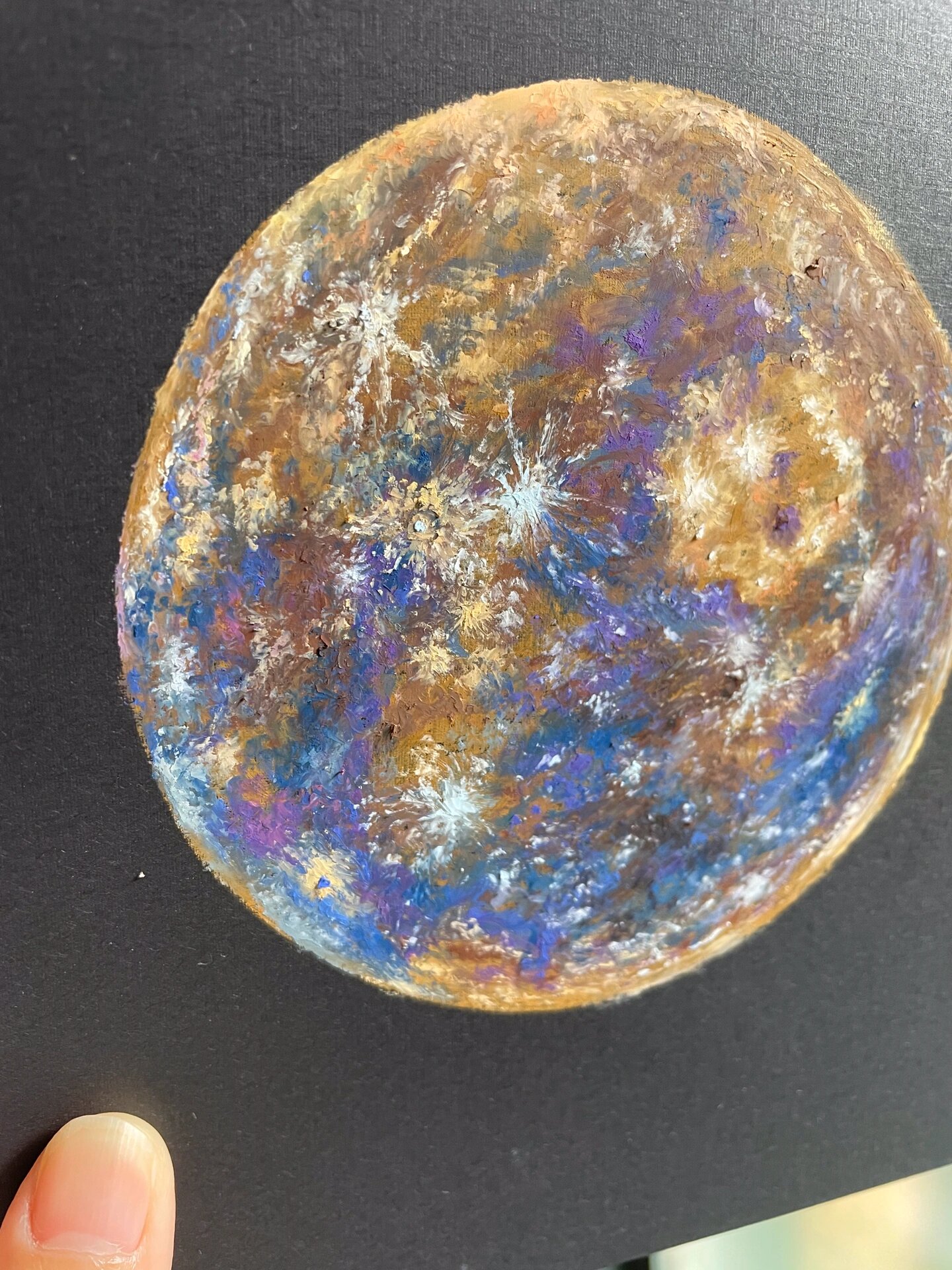 油画棒|画一颗水星 #关于我的创作巧思# 最近很想画一系列星球主题
