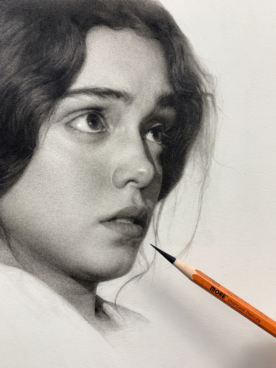 我的素描绘画过程|图文步骤 先发图片过程,纸是丝蒂摩400素描纸,头发