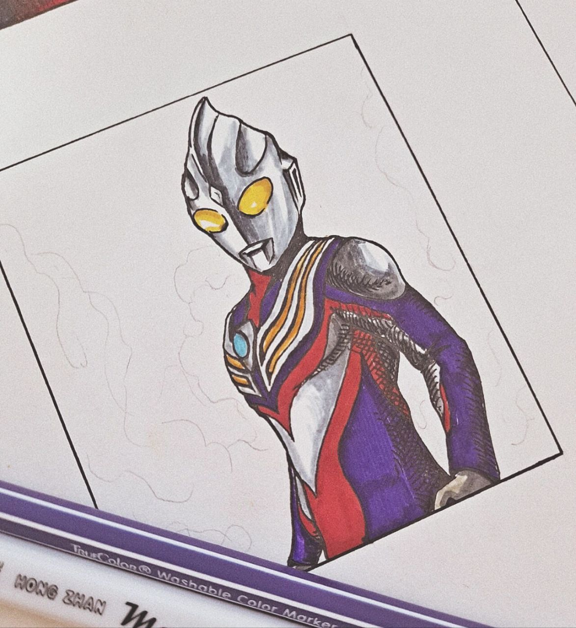 随手画迪迦奥特曼,画完了连我自己都觉得帅 奥特六宫格第二弹,迪迦