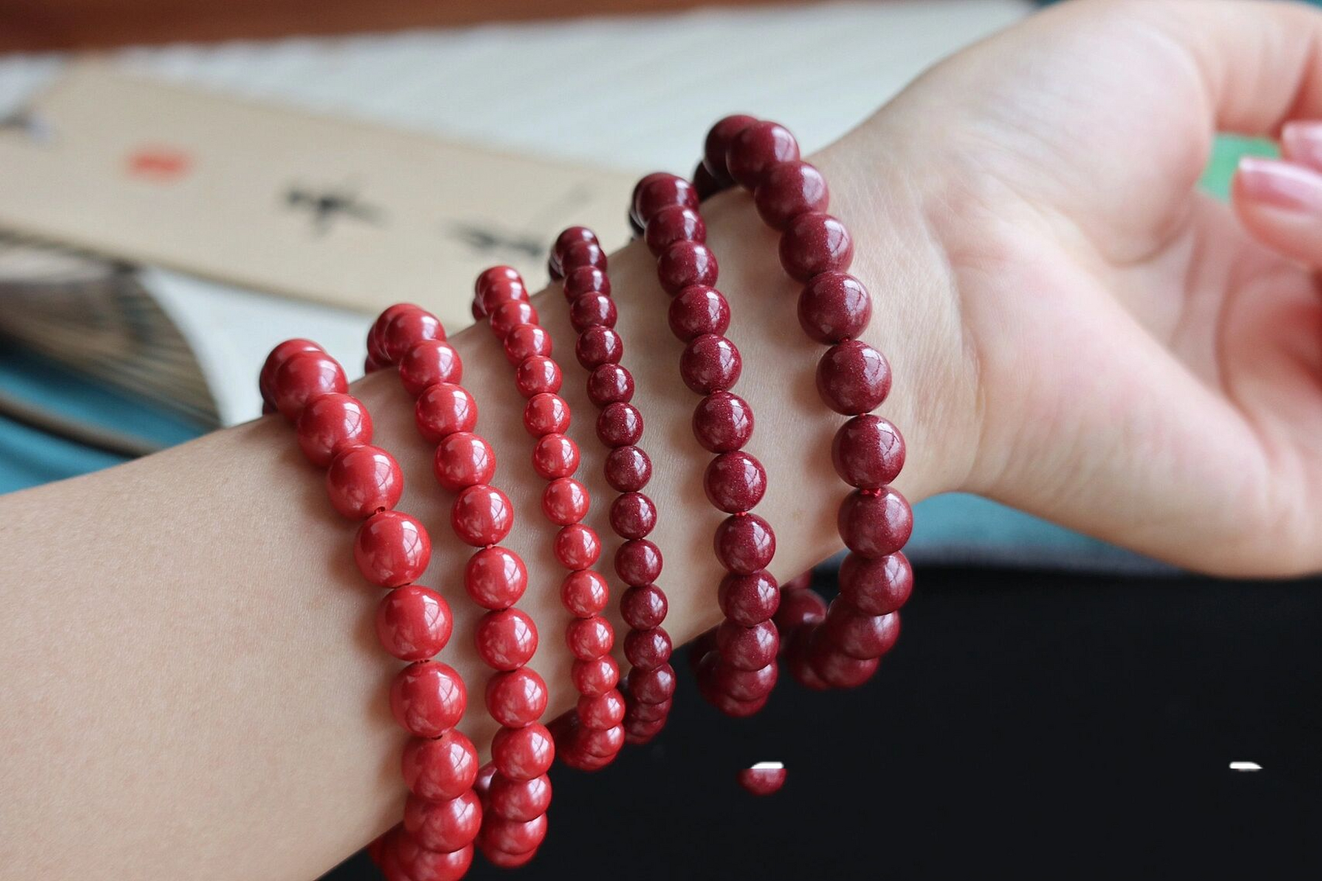 高含量朱砂手串·明码标价90 高含量朱砂·帝王砂手串6mm 30粒;90