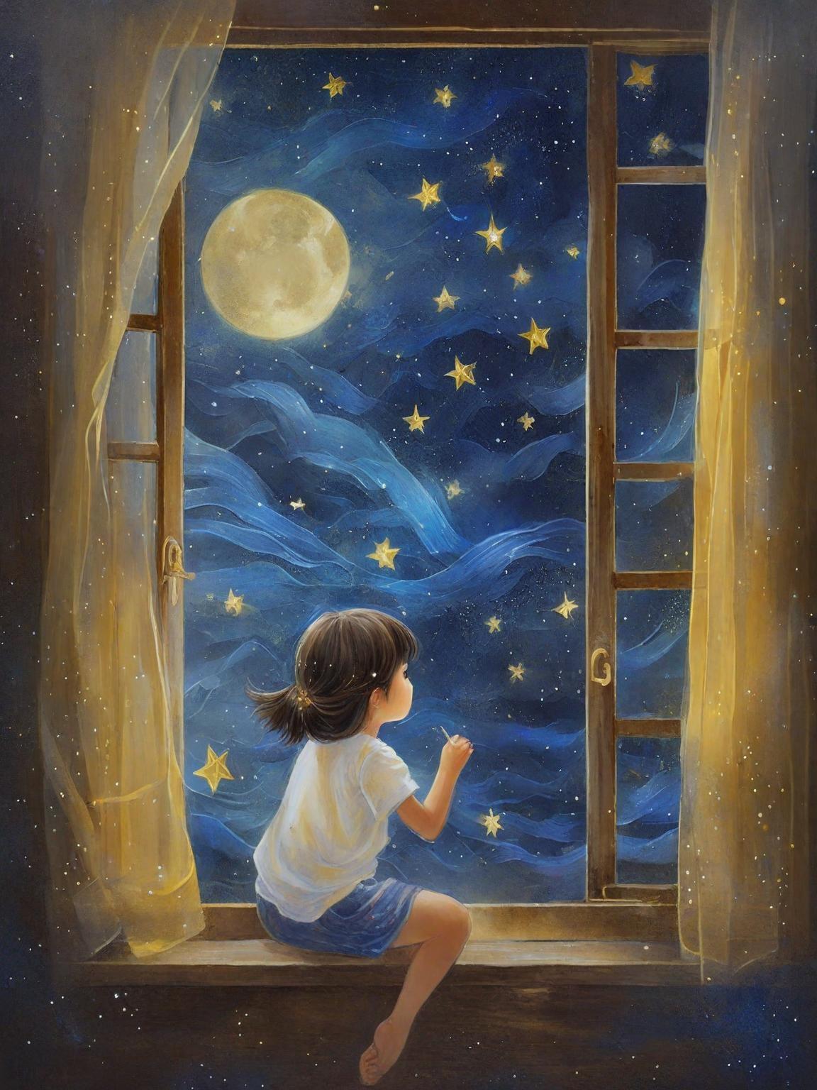 唯美插画丨丨这个夜空让你想起谁