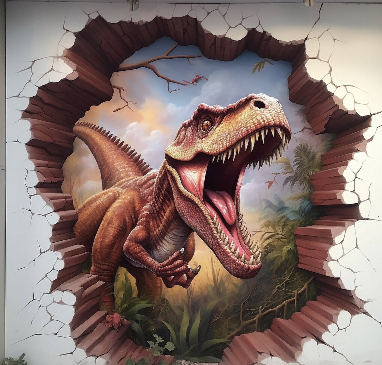 恐龙3d壁画墙绘手绘