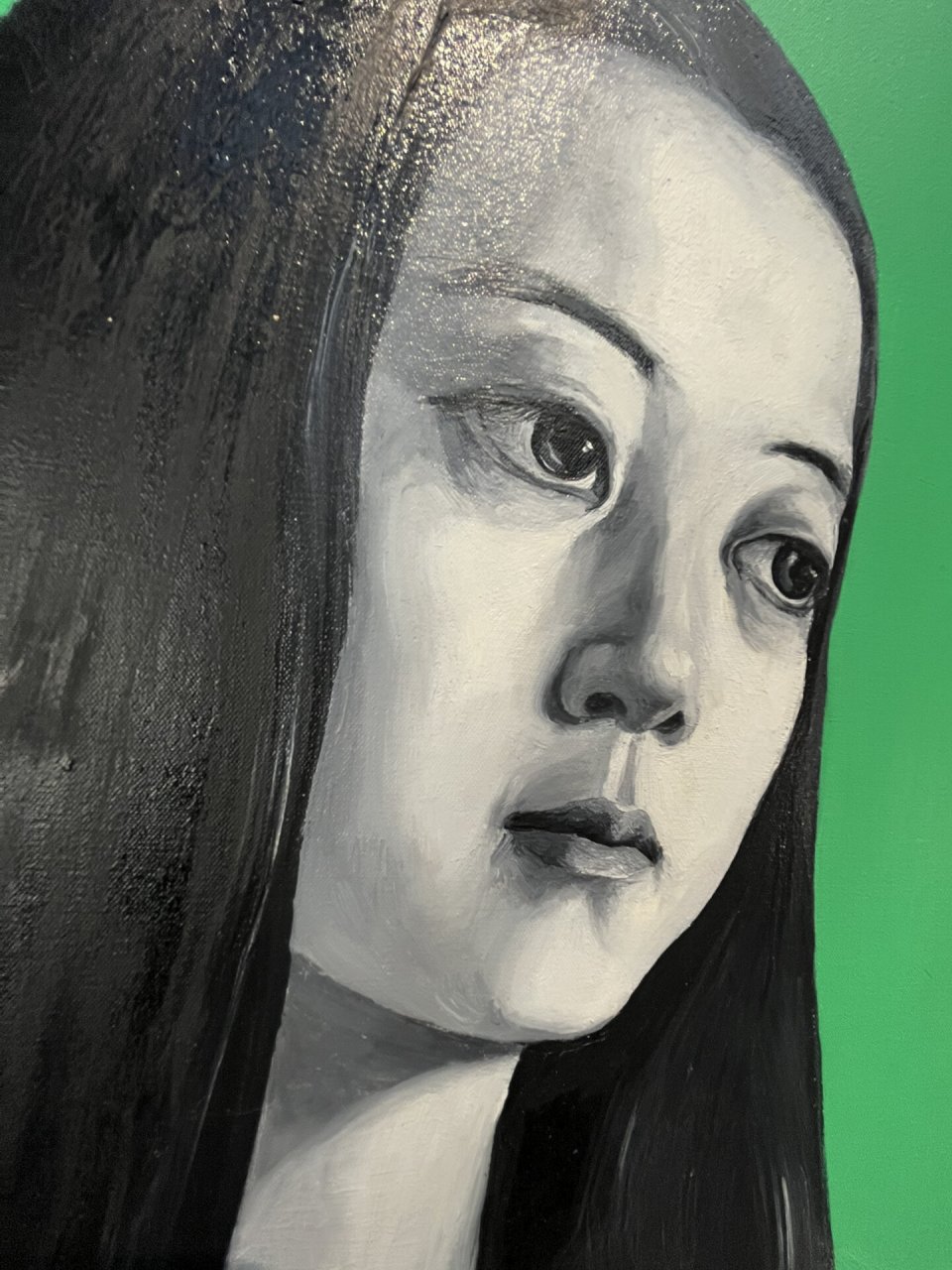 喻红  戴手套的自画像 1989 布面油画 130x 97厘米