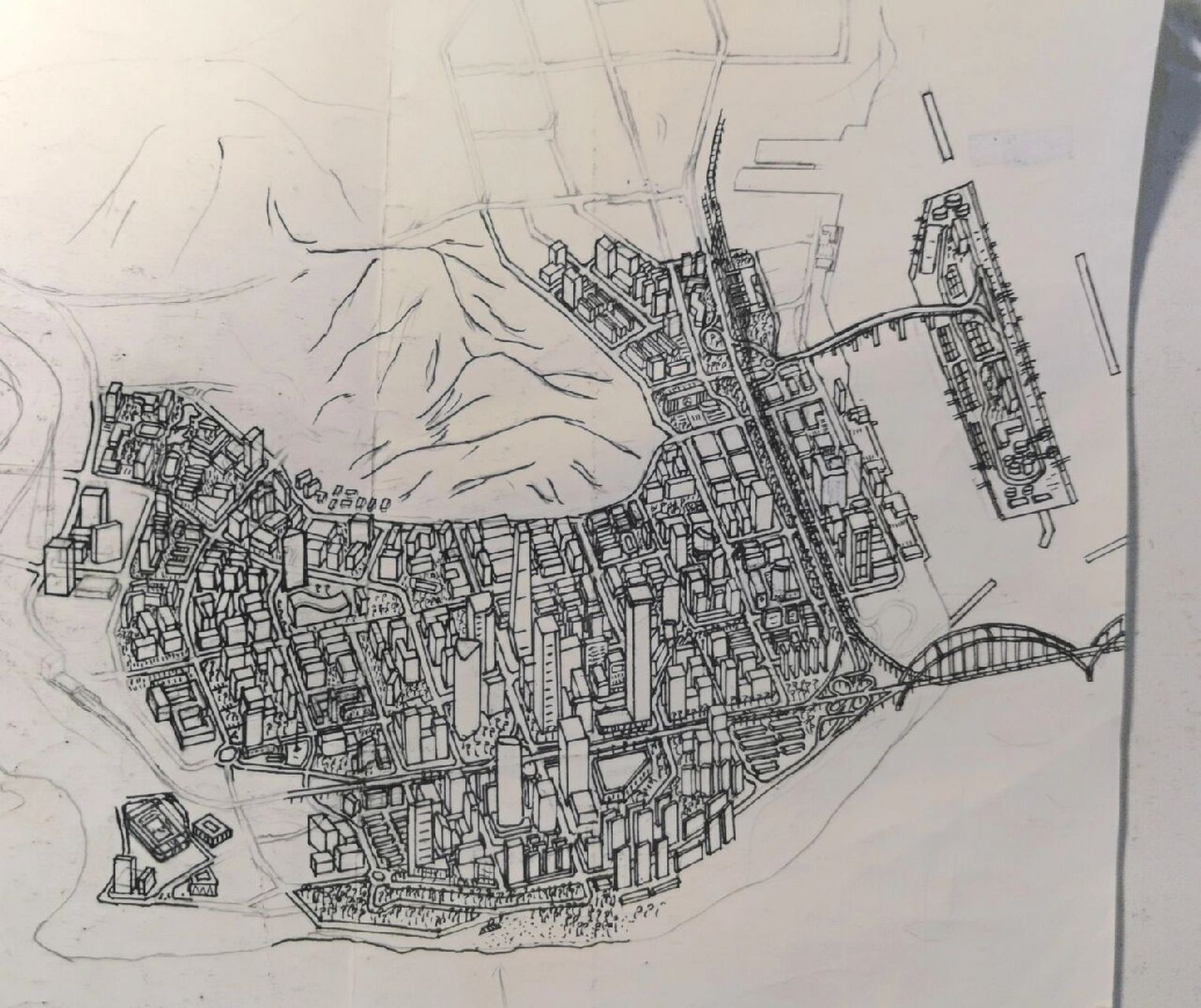 手绘城市3d图 初高中时画的,画了挺久的有一两年,手稿已经不见了 主