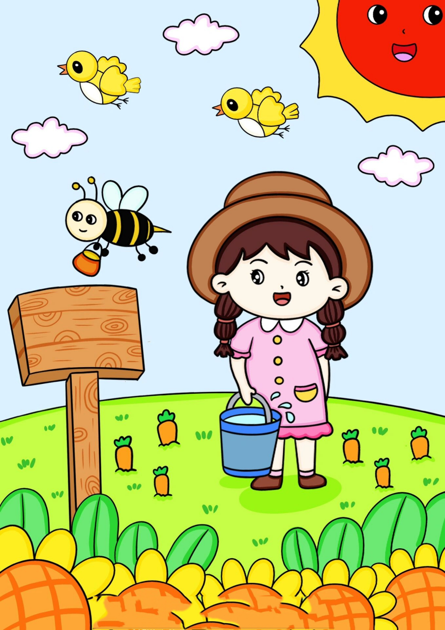 劳动节儿童画我爱劳动主题画五一劳动节 五一劳动节儿童创意画 竖构图