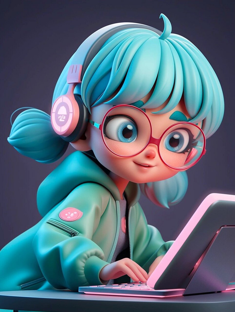 职业软件工程师程序员码农卡通头像(女版)