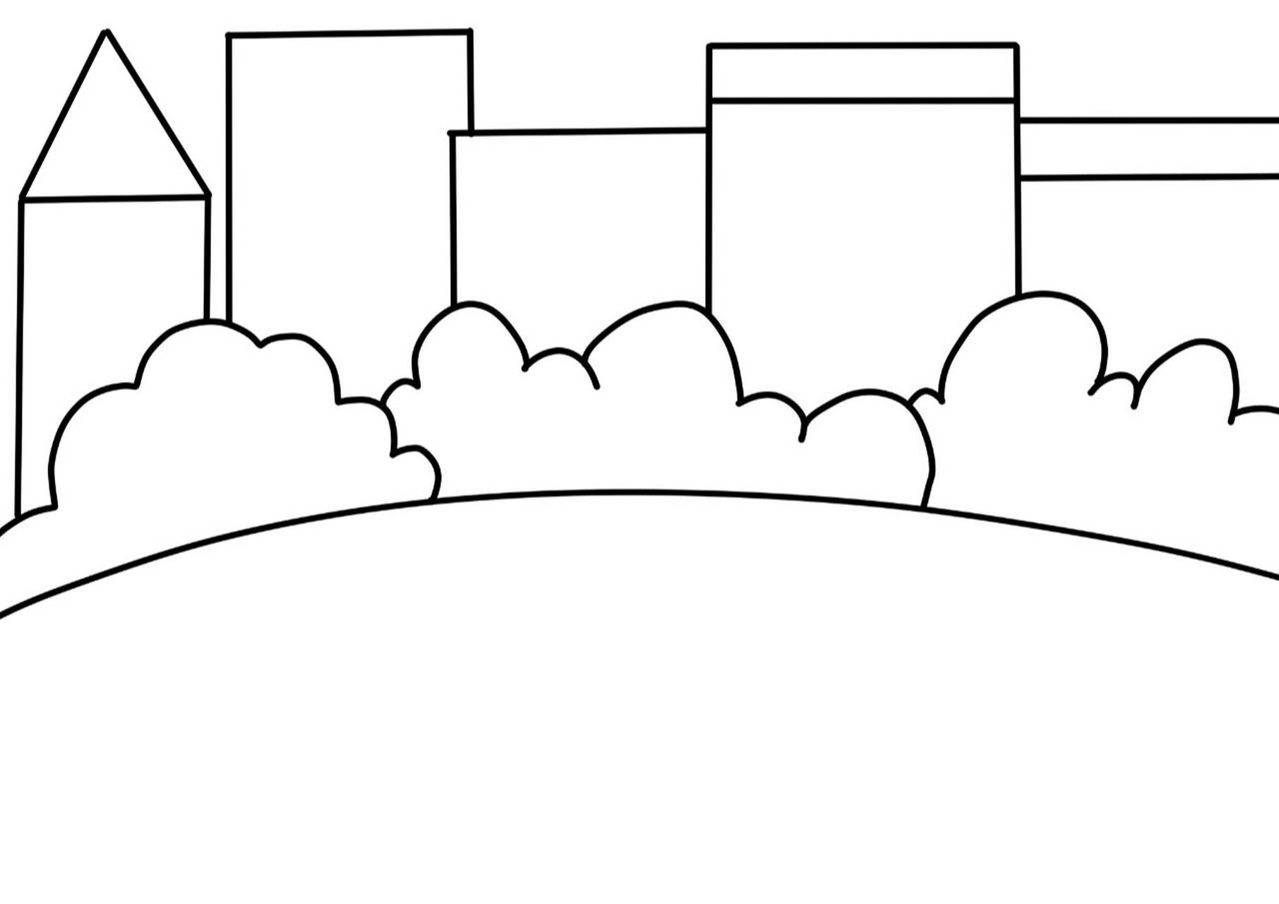 美丽的学校/学画场景/简笔画 美丽的学校,准备给幼儿园到一年级的孩子