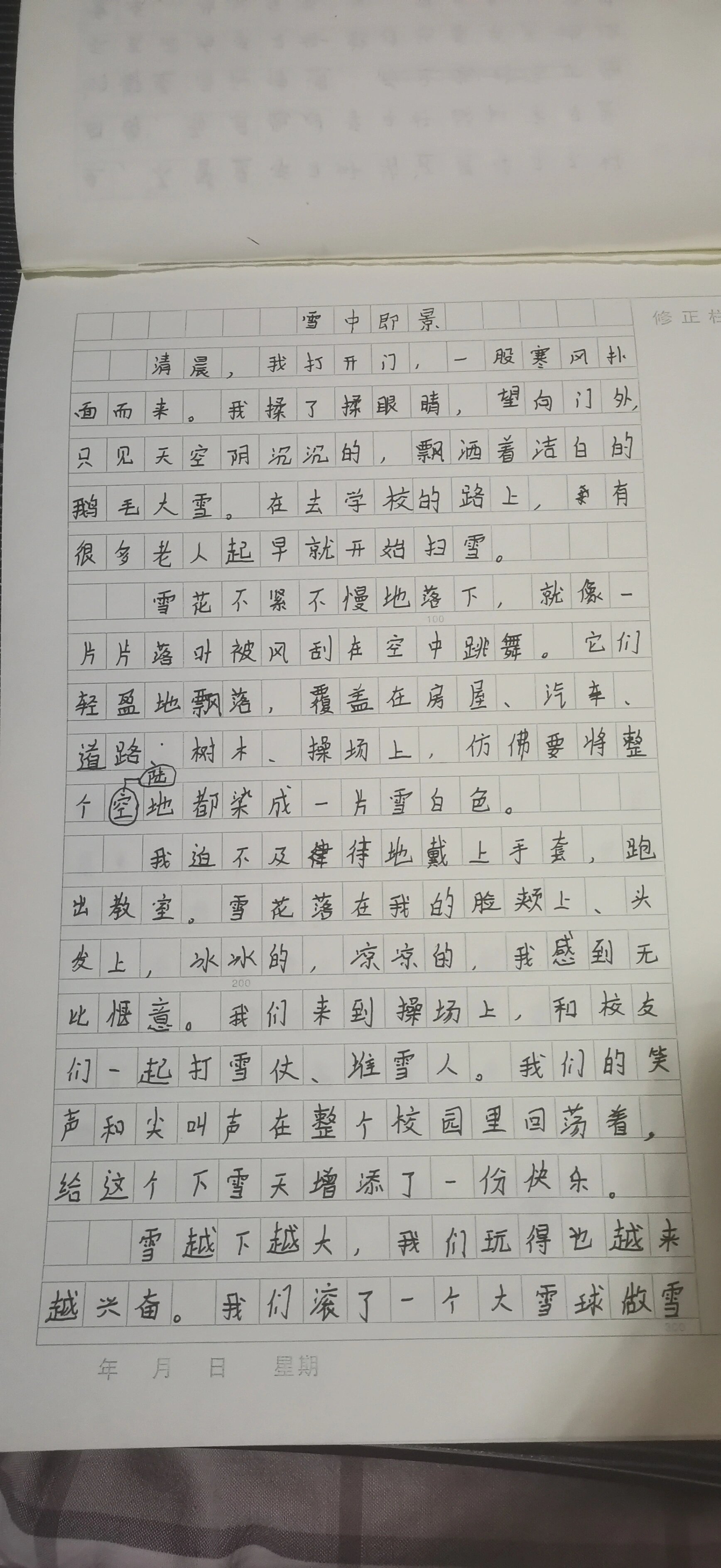 雪中即景作文550字