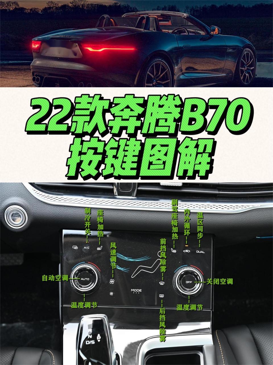 最新的一汽奔腾b70按键图解来啦车主和准车主朋友们过来收图啦图片用