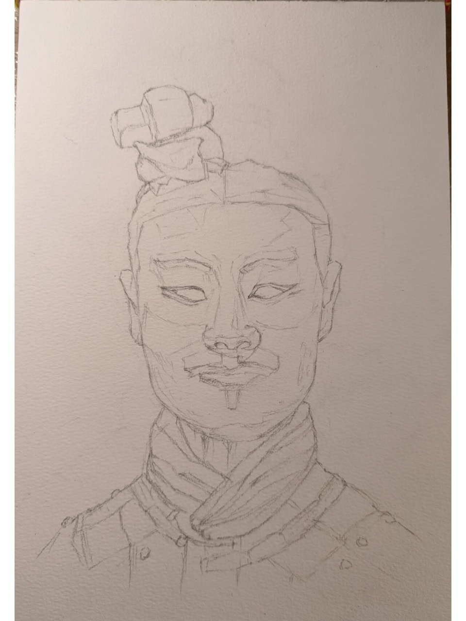 水彩兵马俑头像