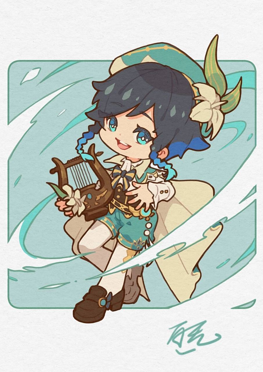 q版温迪(后翻有上色和彩蛋) 一百张速写打卡第019张 之前好多朋友私信