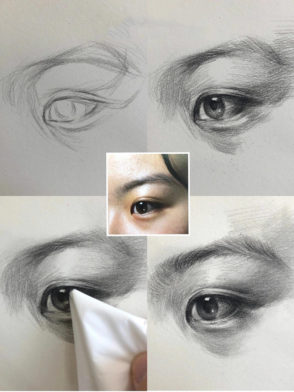 【素描五官】眼睛画法  步骤讲解 需要注意的点都标注在图片上了,照片