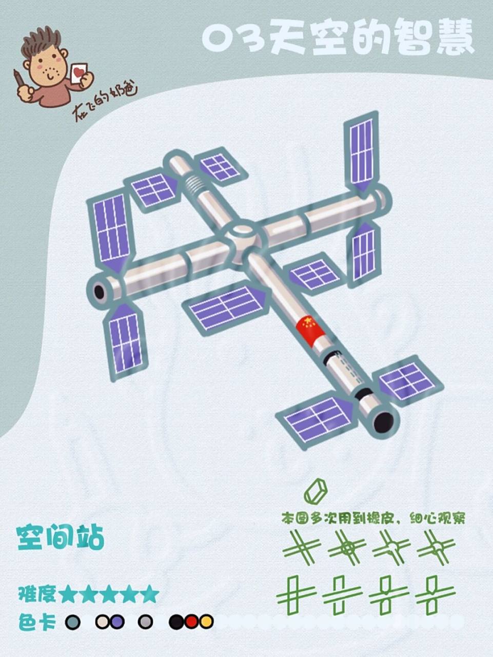空间站 简笔画 #笔记灵感# #寻找小红书绘画大神# #航天# #绘画教程
