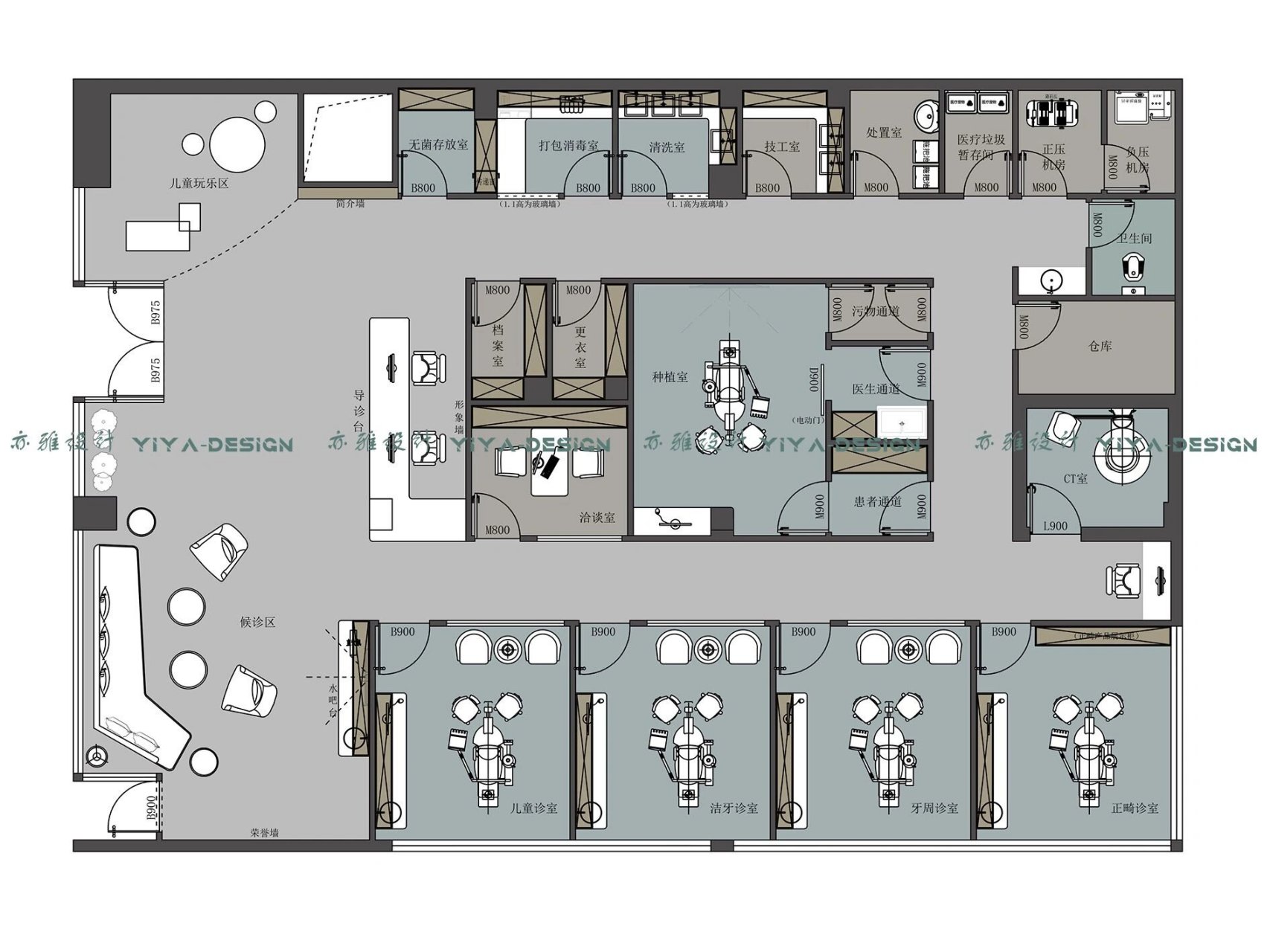 300平米牙科诊所设计图图片