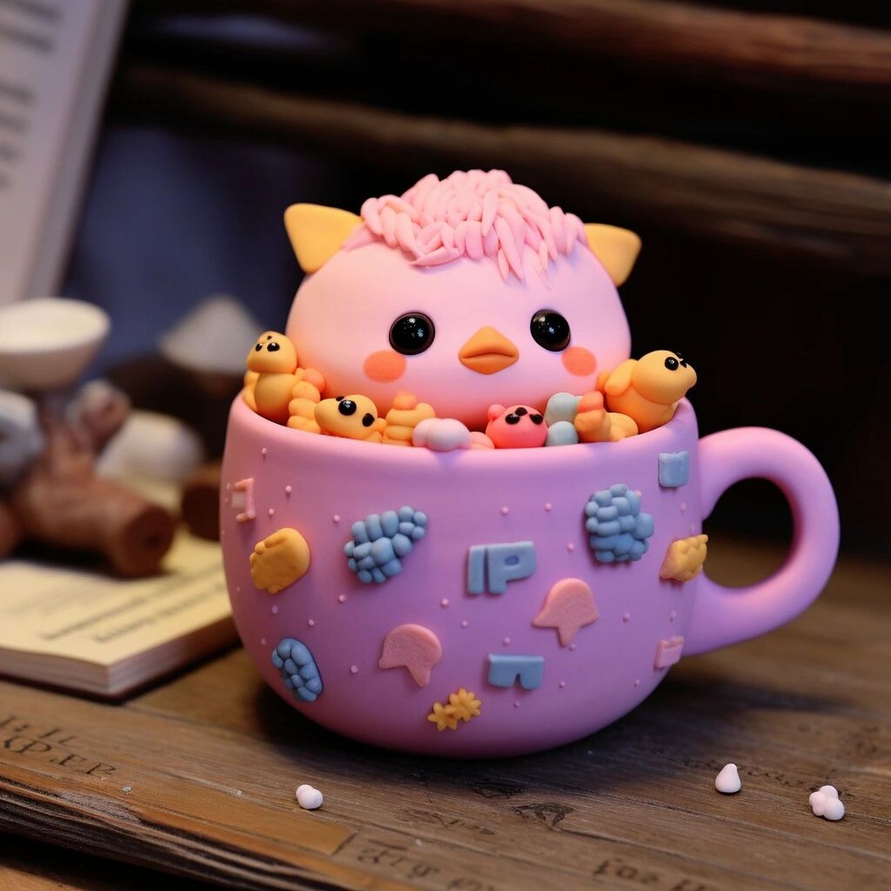 粘土手工~可萌可萌的小怪物水杯摆件创意 超喜欢这种可萌可萌的小怪物