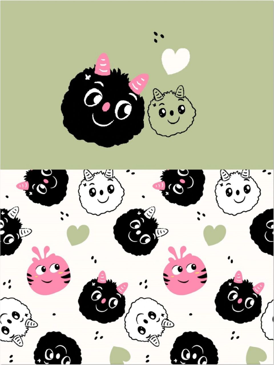 843期 可爱小怪兽小煤球 图案壁纸 #壁纸# #原创壁纸# #手机壁纸
