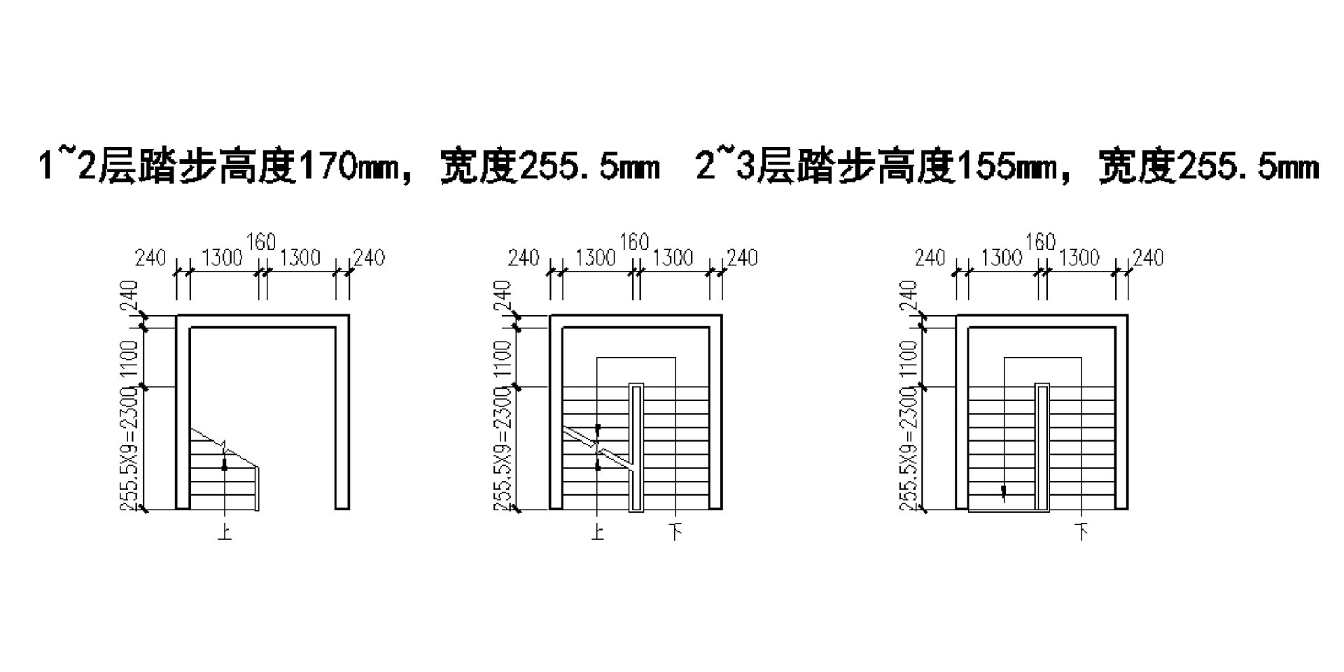 双跑楼梯间尺寸图片