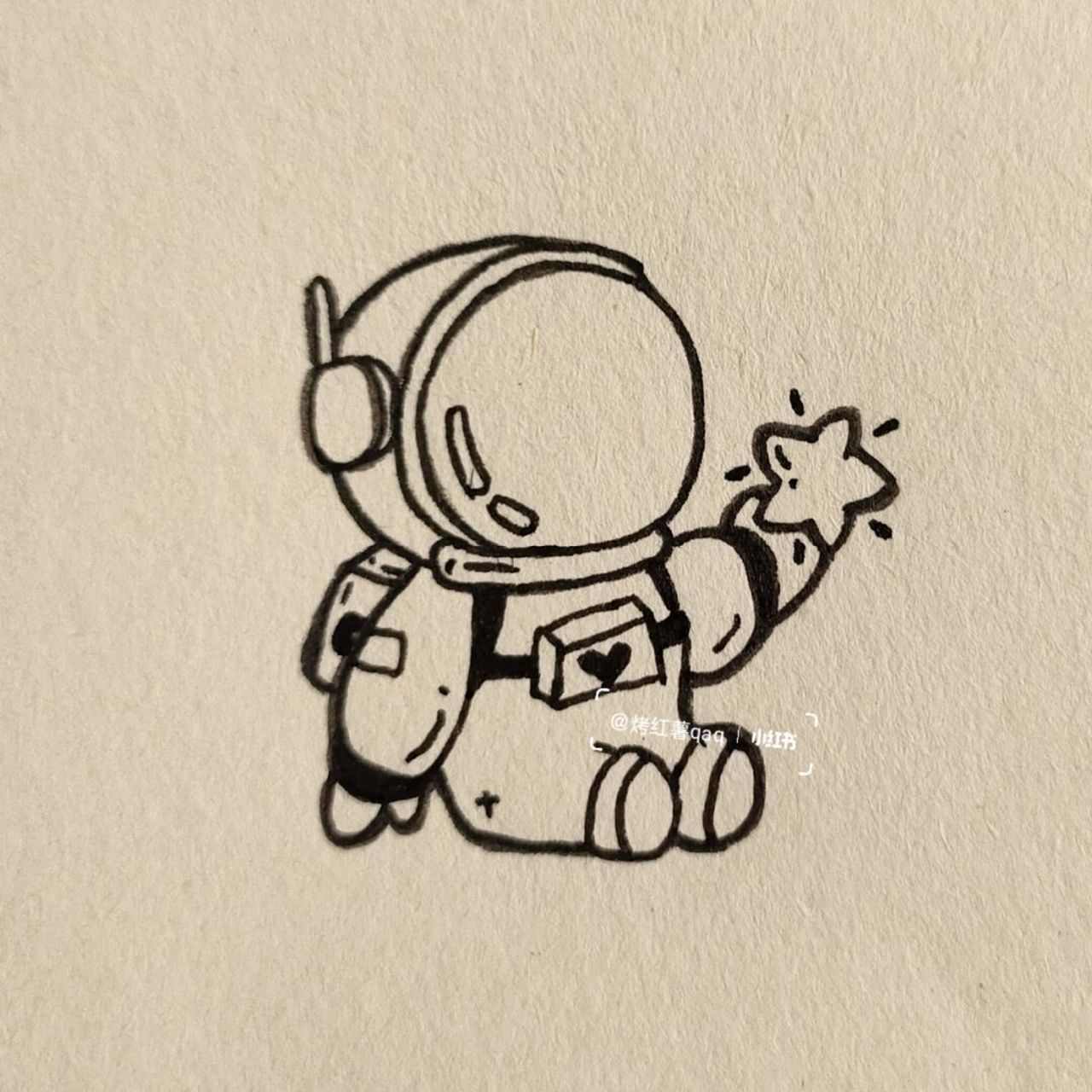 可爱太空人简笔画教程~ #临摹# #简笔画教程# #简笔画# #可爱# #太空
