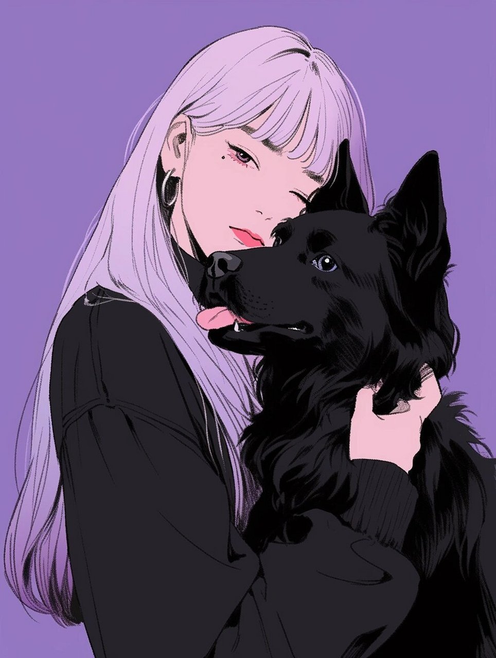 头像 | 和狼犬崽崽的合影(女生) 紫色很飒