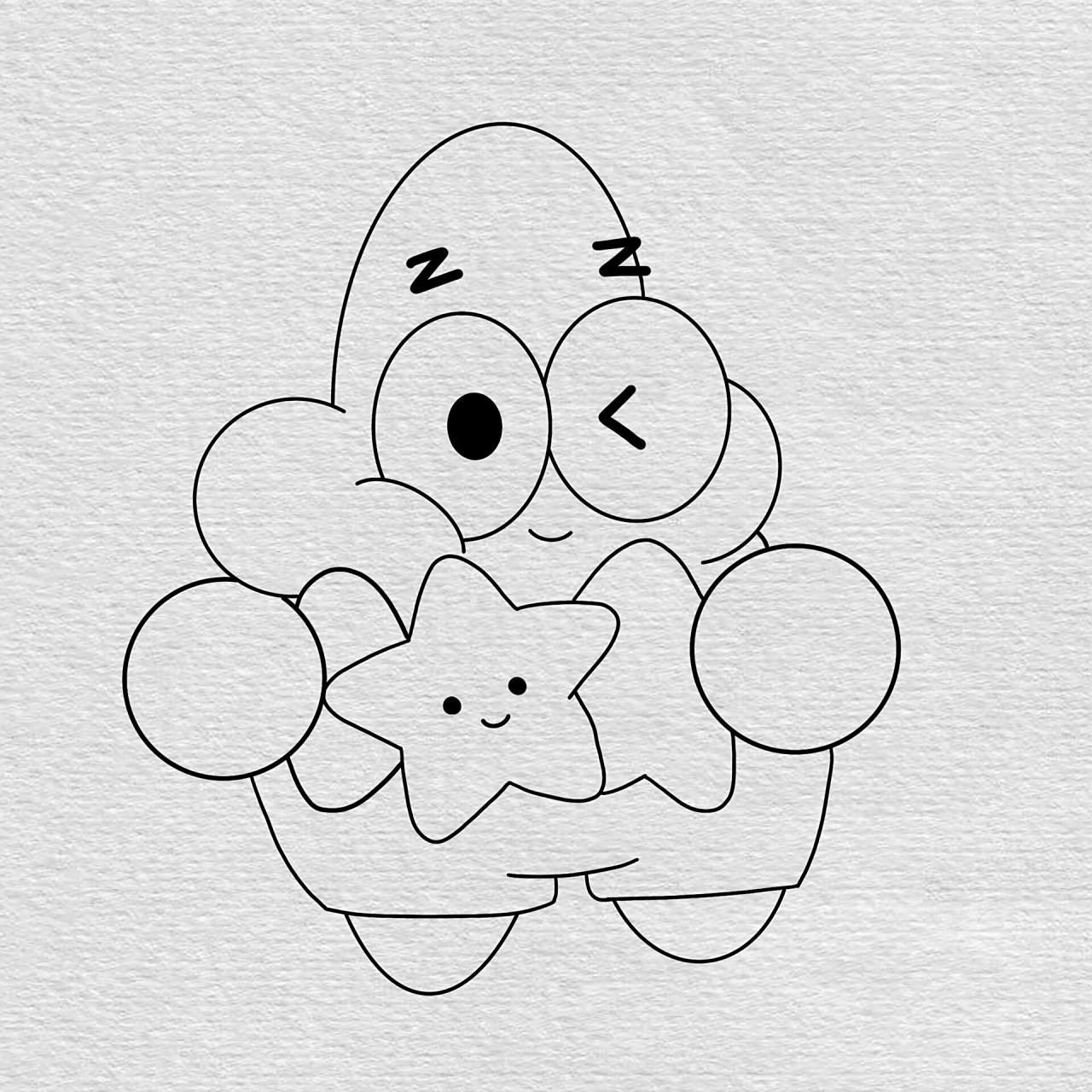 给你摘星99—派大星简笔画教程