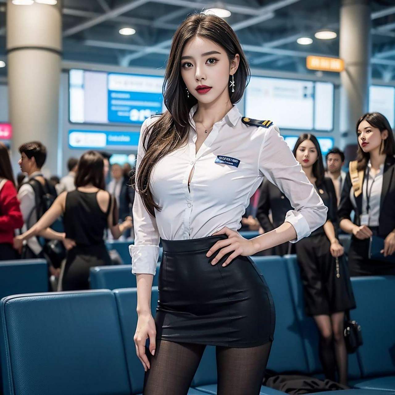 秋日生活打卡季     黑丝美女空姐:制服假日工作穿搭,高飞时尚新高度!